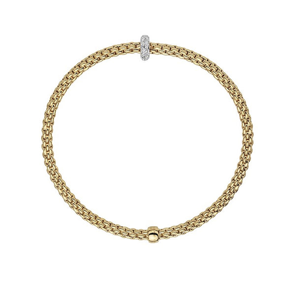 FOPE 'FLEX'IT PRIMA' 18CT YELLOW GOLD AND 18CT WHITE GOLD PAVE SET RONDELLE DIAMOND BRACELET (Image 3)