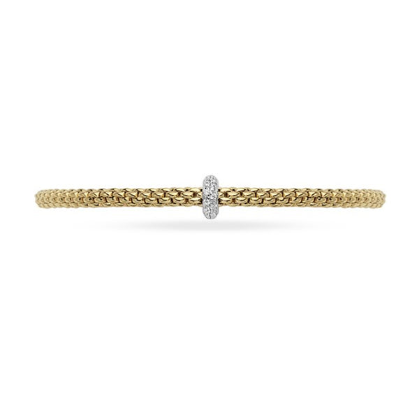 FOPE 'FLEX'IT PRIMA' 18CT YELLOW GOLD AND 18CT WHITE GOLD PAVE SET RONDELLE DIAMOND BRACELET (Image 2)