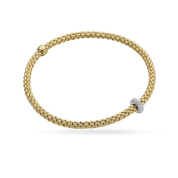 FOPE 'FLEX'IT PRIMA' 18CT YELLOW GOLD AND 18CT WHITE GOLD PAVE SET RONDELLE DIAMOND BRACELET (Image 1)