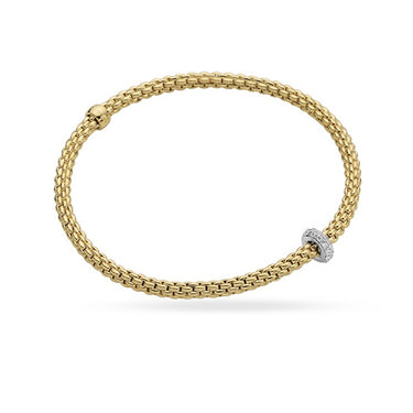 FOPE 'FLEX'IT PRIMA' 18CT YELLOW GOLD AND 18CT WHITE GOLD PAVE SET RONDELLE DIAMOND BRACELET