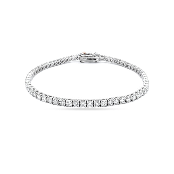 18CT WHITE GOLD 5.10CT WHITE DIAMOND LINE BRACELET WITH PINK DIAMOND CLASP (Image 2)