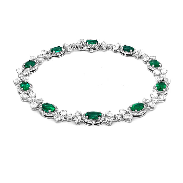 'MARIE ANTOINETTE' 18CT WHITE GOLD DIAMOND AND EMERALD BRACELET (Image 3)