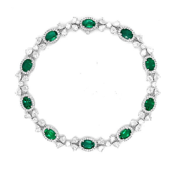 'MARIE ANTOINETTE' 18CT WHITE GOLD DIAMOND AND EMERALD BRACELET (Image 2)