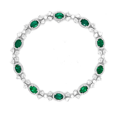 'MARIE ANTOINETTE' 18CT WHITE GOLD DIAMOND AND EMERALD BRACELET