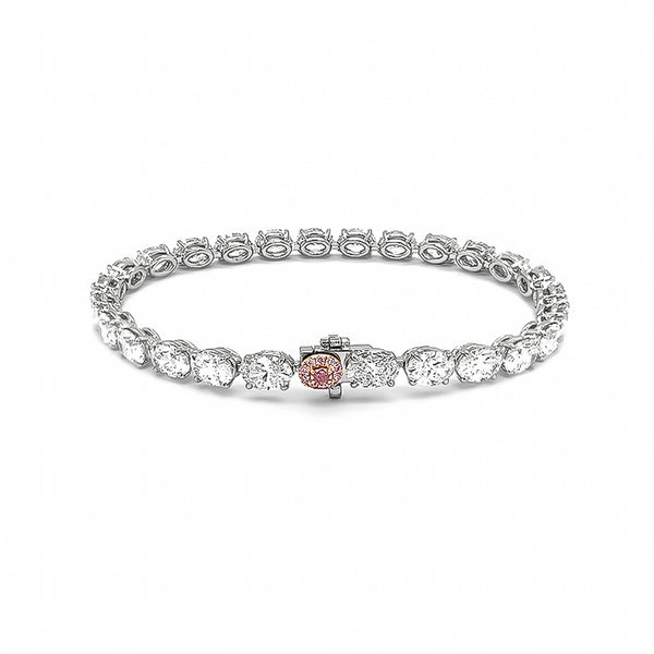 PLATINUM AND 18CT ROSE GOLD WHITE DIAMOND LINE BRACELET WITH ARGYLE PINK DIAMOND CLASP (Image 2)