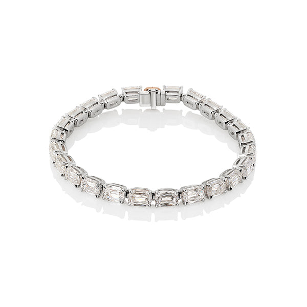 PLATINUM AND 18CT ROSE GOLD RECTANGULAR CUT DIAMOND BRACELET WITH PINK DIAMOND CLASP (Image 1)