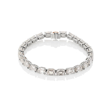 PLATINUM AND 18CT ROSE GOLD RECTANGULAR CUT DIAMOND BRACELET WITH PINK DIAMOND CLASP