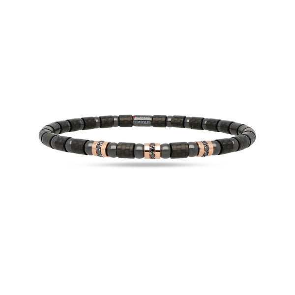 DEMEGLIO 'CARBON FIBRE' 18CT ROSE GOLD AND BLACK DIAMONDS STRETCH BRACELET (Image 1)