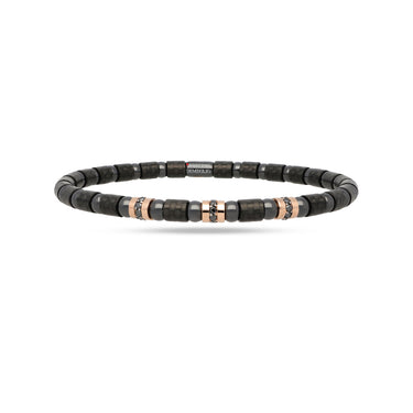 DEMEGLIO 'CARBON FIBRE' 18CT ROSE GOLD AND BLACK DIAMONDS STRETCH BRACELET