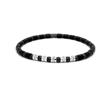 DEMEGLIO 'CARBON FIBRE' 18CT WHITE GOLD WHITE DIAMOND ELEMENTS BRACELET