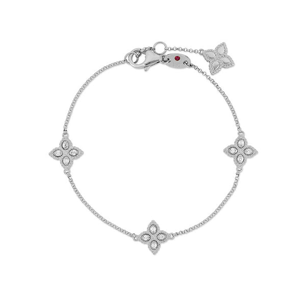 ROBERTO COIN 'PRINCESS FLOWER' 18CT WHITE GOLD BLACK AND WHITE DIAMOND BRACELET (Image 2)