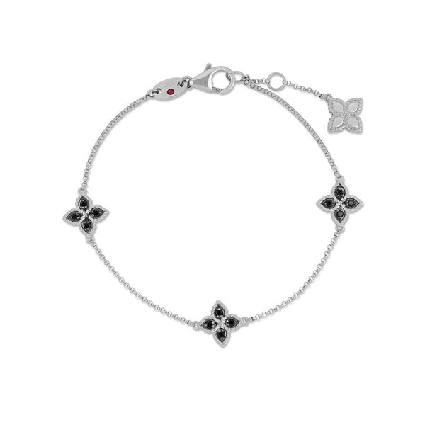 ROBERTO COIN 'PRINCESS FLOWER' 18CT WHITE GOLD BLACK AND WHITE DIAMOND BRACELET (Image 1)