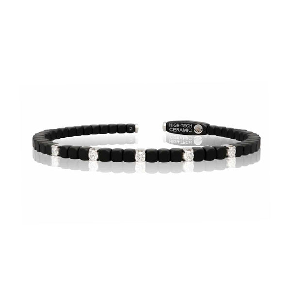 DEMEGLIO 'DADO' BRACELET 18CT WHITE GOLD, 5 X DIAMOND ELEMENTS AND MATTE CERAMIC (Image 1)