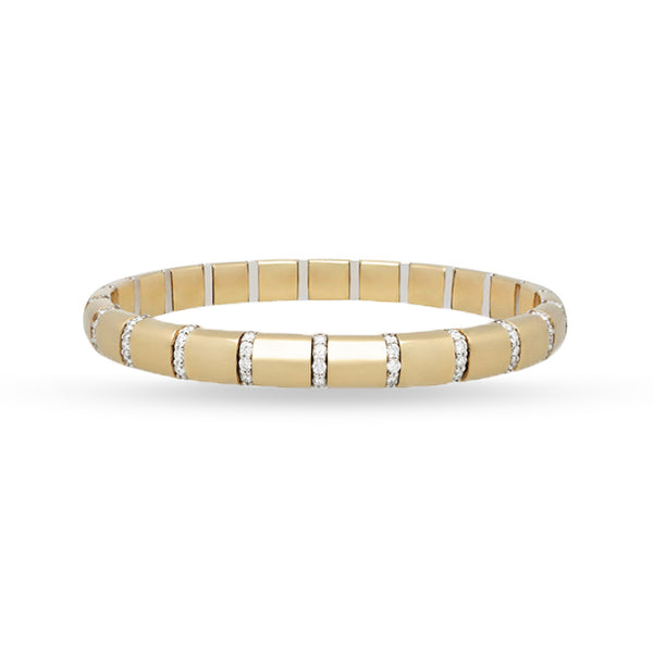 DEMEGLIO 'PURA ORO' 18CT YELLOW GOLD AND DIAMOND STRETCH BANGLE (Image 1)