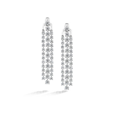 HEARTS ON FIRE – CASCADE STILETTO 18CT WHITE GOLD 3 ROW EARRINGS
