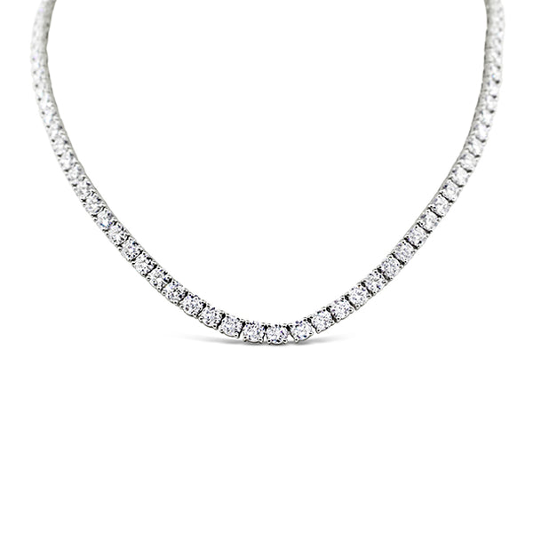 18CT WHITE GOLD 26.66CT DIAMOND LINE NECKLACE WITH ARGYLE PINK DIAMONDS IN CLASP (Image 1)