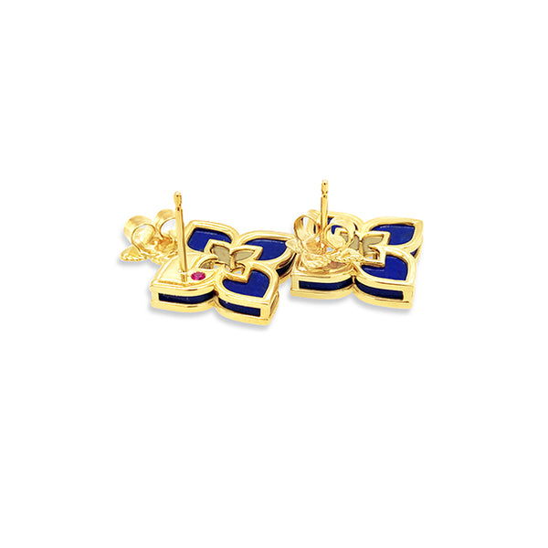 ROBERTO COIN 'VENETIAN PRINCESS' 18CT YELLOW GOLD LAPIS LAZULI STUD EARRINGS (Image 3)