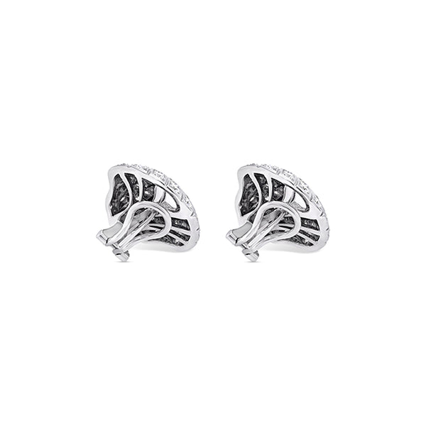 18CT WHITE GOLD DIAMOND SET "SHELL" STUD EARRINGS (Image 5)