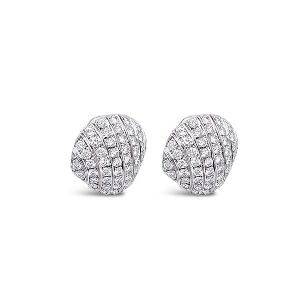 18CT WHITE GOLD DIAMOND SET "SHELL" STUD EARRINGS (Image 3)