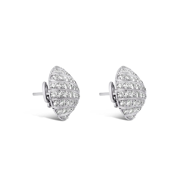 18CT WHITE GOLD DIAMOND SET "SHELL" STUD EARRINGS (Image 4)