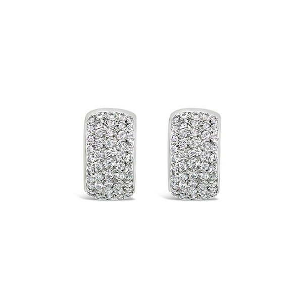 18CT WHITE GOLD DIAMOND SET "HUGGIE" CUFF EARRINGS (Image 2)