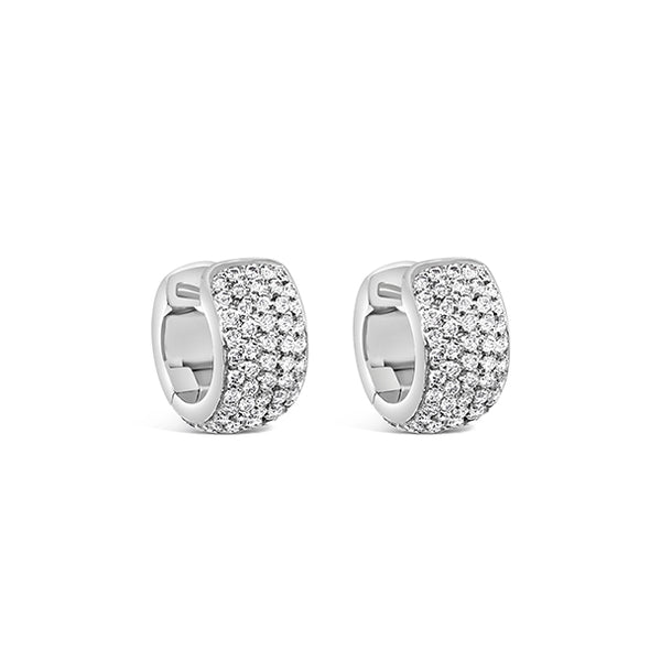 18CT WHITE GOLD DIAMOND SET "HUGGIE" CUFF EARRINGS (Image 3)