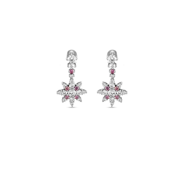 'SNOWFLAKE' 18CT WHITE GOLD ARGYLE PINK DIAMOND AND WHITE DIAMOND EARRINGS (Image 2)