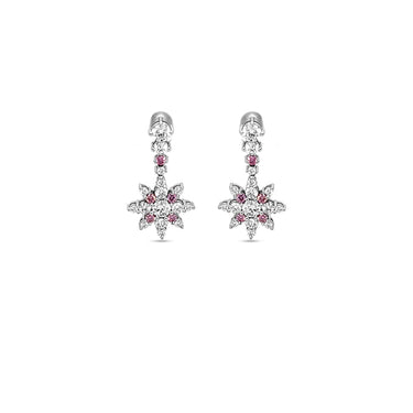 'SNOWFLAKE' 18CT WHITE GOLD ARGYLE PINK DIAMOND AND WHITE DIAMOND EARRINGS