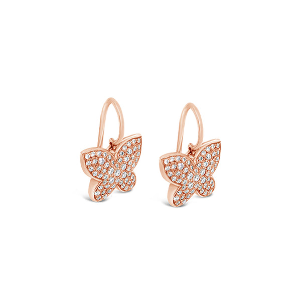 18CT ROSE GOLD DIAMOND BUTTERFLY DROP EARRINGS (Image 2)