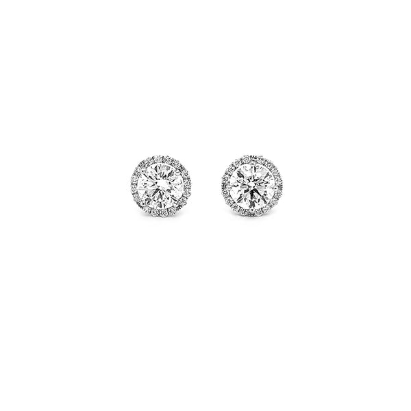 18CT WHITE GOLD DIAMOND HALO EARRINGS (Image 2)