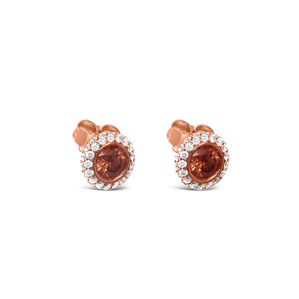 STOCKERT 18CT ROSE GOLD COGNAC AND WHITE DIAMOND EARRINGS (Image 3)