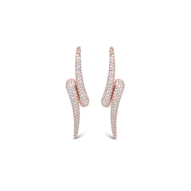 STOCKERT 18CT ROSE GOLD DIAMOND LIGHTNING PAVE EARRINGS