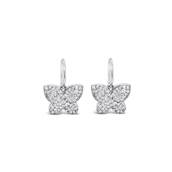 18CT WHITE GOLD DIAMOND BUTTERFLY DROP EARRINGS (Image 2)