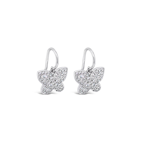 18CT WHITE GOLD DIAMOND BUTTERFLY DROP EARRINGS (Image 3)