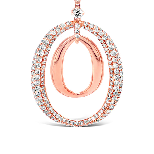 18CT ROSE GOLD AND CHAMPAGNE DIAMOND PAVE SET DROP EARRINGS (Image 3)