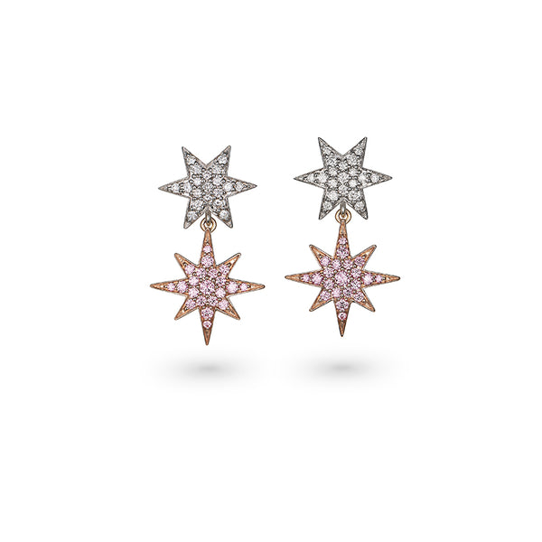 'THE PINK STARLET EARRINGS' LIMITED EDITION ARGYLE PINK DIAMOND AND WHITE DIAMOND DROP EARRINGS (Image 1)