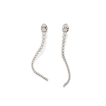 18CT WHITE GOLD TAPERED STRAND DIAMOND EARRINGS