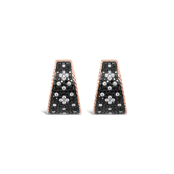 ROBERTO COIN 'VENETIAN PRINCESS' 18CT ROSE GOLD AND WHITE GOLD BLACK AND WHITE DIAMOND EARRINGS (Image 2)