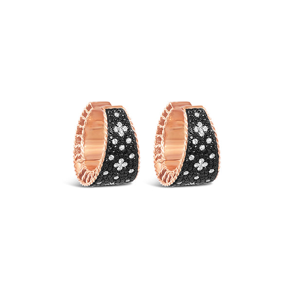 ROBERTO COIN 'VENETIAN PRINCESS' 18CT ROSE GOLD AND WHITE GOLD BLACK AND WHITE DIAMOND EARRINGS (Image 3)