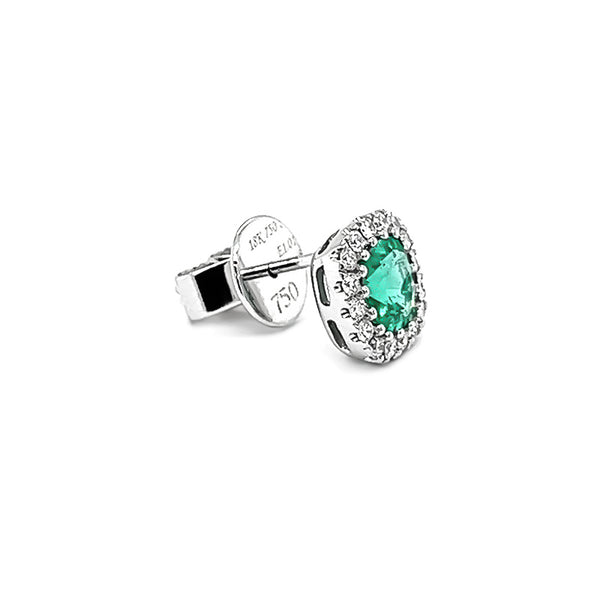 18CT WHITE GOLD EMERALD AND DIAMOND EARRINGS (Image 2)