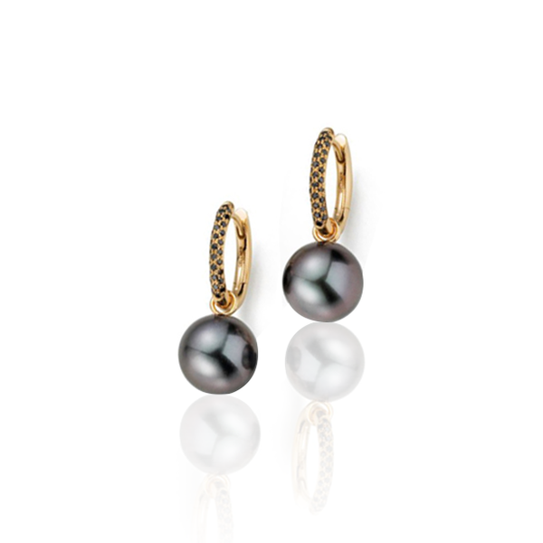 WAVE TAHITIAN PEARL & BLACK DIAMOND EARRINGS (Image 1)