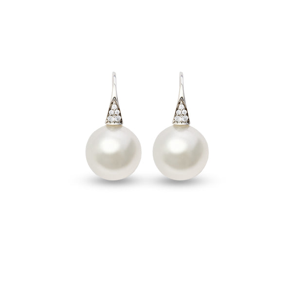 AUTORE 18CT WHITE GOLD SOUTH SEA PEARL AND DIAMOND DROP EARRINGS (Image 1)