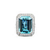18CT WHITE GOLD EMERALD CUT AQUAMARINE AND DIAMOND RING (Thumbnail 1)