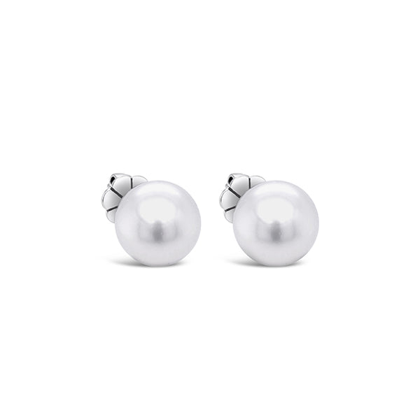18CT WHITE GOLD WHITE SOUTH SEA PEARL STUD EARRINGS (Image 2)