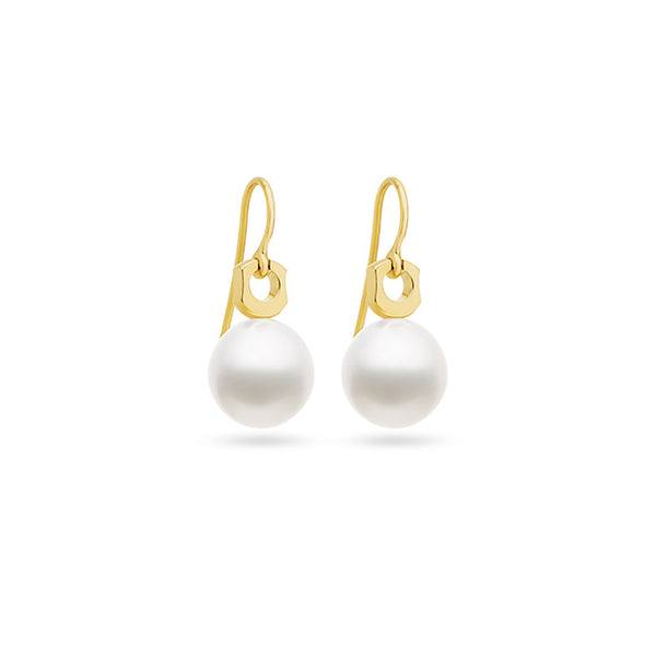KAILIS 'FAITH' 18CT YELLOW GOLD SOUTH SEA PEARL DROP EARRINGS (Image 1)