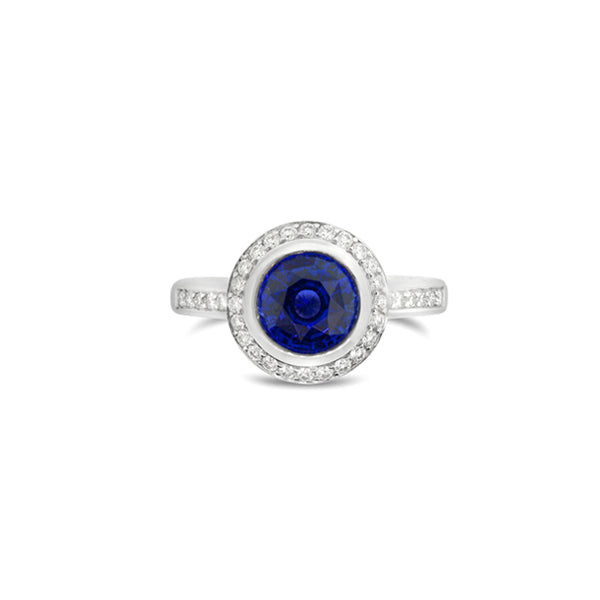 PLATINUM SAPPHIRE AND DIAMOND 'GRACE' RING (Image 1)