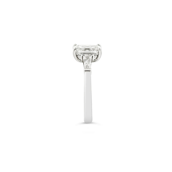 PLATINUM EMERALD CUT AND TAPERED BAGUETTE CUT DIAMOND RING (Image 3)