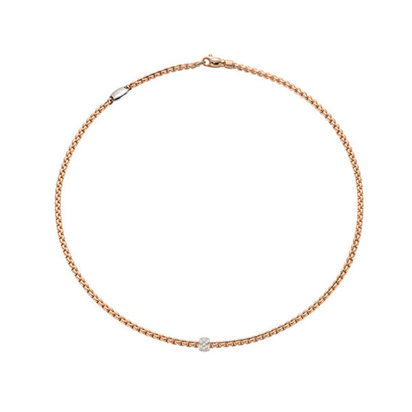 FOPE EKA TINY NECKLACE IN ROSE AND WHITE GOLD WITH DIAMOND RONDEL (Image 1)
