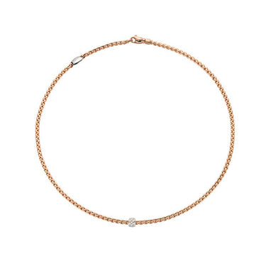 FOPE EKA TINY NECKLACE IN ROSE AND WHITE GOLD WITH DIAMOND RONDEL