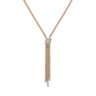 FOPE SOLO MIALUCE THREE TONE GOLD NECKLACE WITH DIAMOND RONDEL